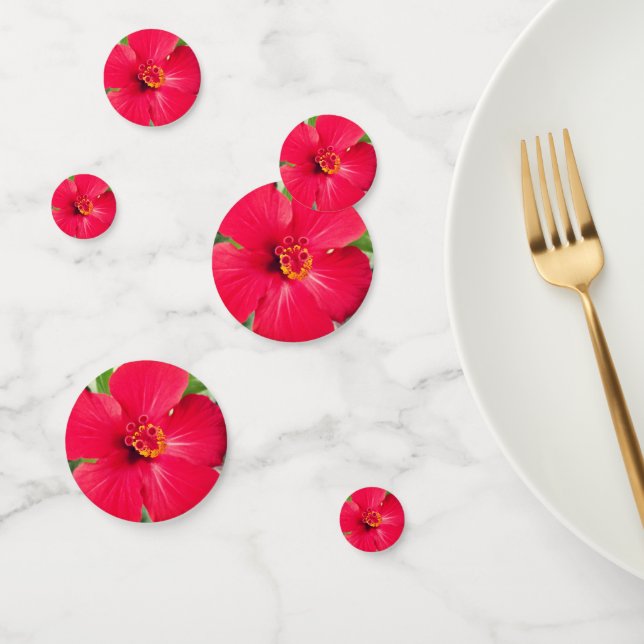 Red Flower of Hibiscus Rosa-sinensis Confetti (Group)