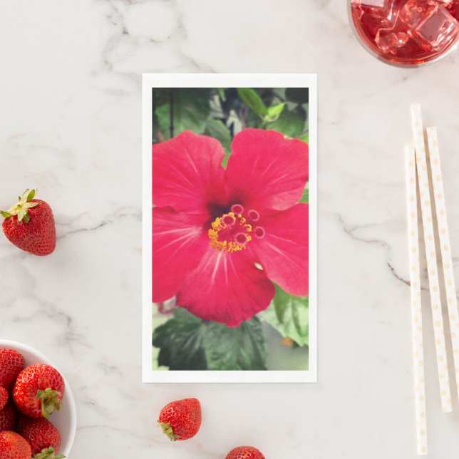 Red Flower of Hibiscus Rosa-sinensis Napkin (Insitu)