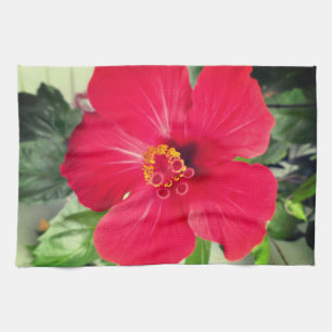 Red Flower of Hibiscus Rosa-sinensis Tea Towel