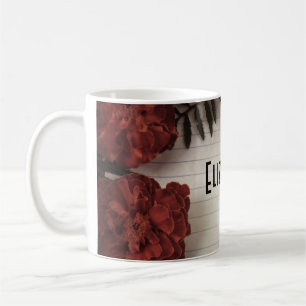 Red Flower on Lined Paper Personalised Coffee Mug