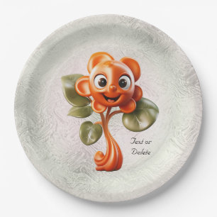 Red Flower Paper Plate