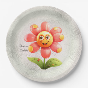 Red Flower Paper Plate