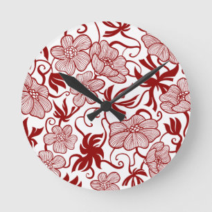Red Flower Patch Wall Clock