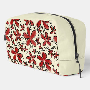 Red flower pattern dopp kit