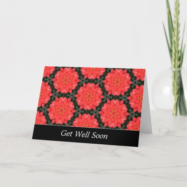 Red Flower Pattern - Get Well Card (Front)