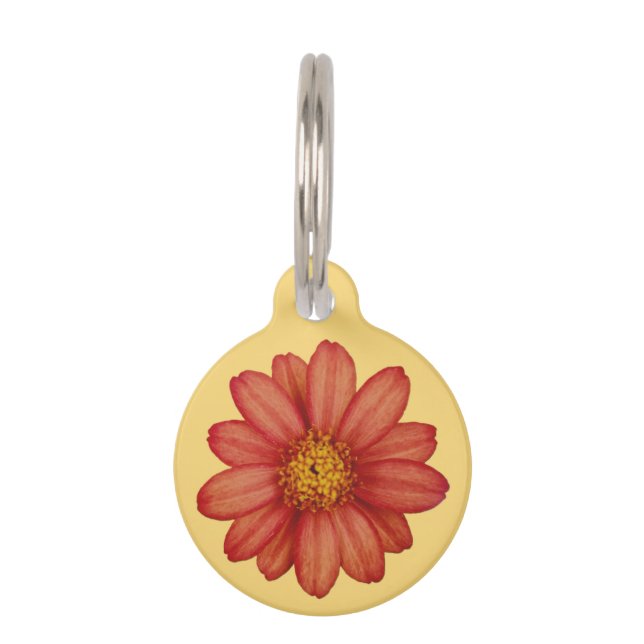 red flower pet tag (Front)