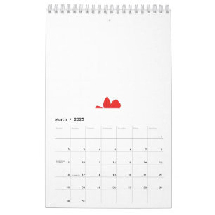 Red flower petal design with a light blue centre. calendar