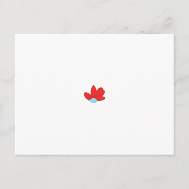 Red flower petal design with a light blue centre. postcard (Front)