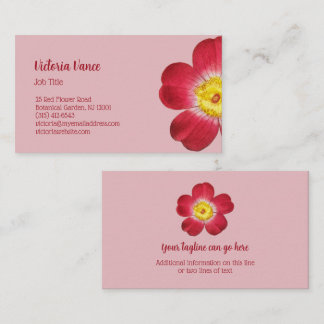Red Flower Pink Background Business Card