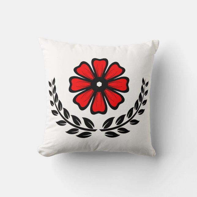 Red Flower - Polyester Throw Pillow 16" x 16" (Front)