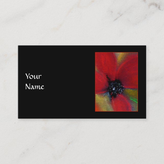 Red Flower, Poppy. Business Card (Front)