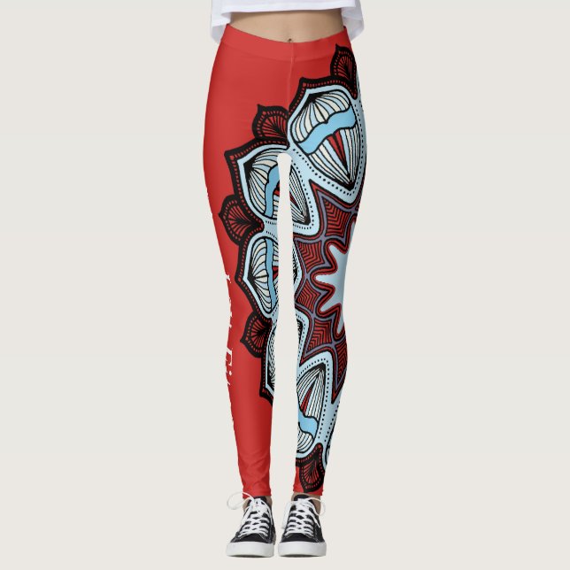 Red Flower Power Leggings (Front)