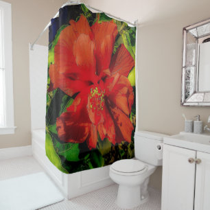 Red Flower Power Shower Curtain