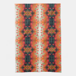 Red Flower Print Tea-Towel Tea Towel
