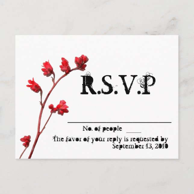 Red flower R.S.V.P. cards (Front)