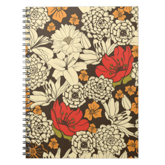 Red Flower Radiance: Seamless Splendour Notebook