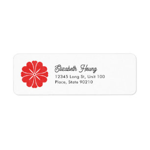 Red Flower Return Address Label