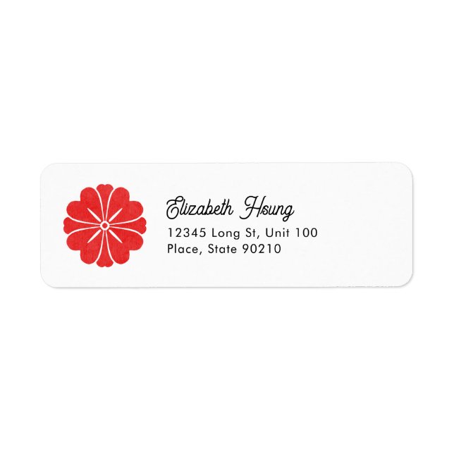 Red Flower Return Address Label (Front)