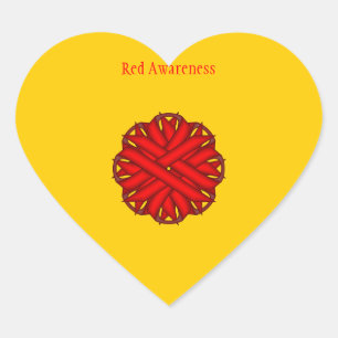Red Flower Ribbon by Kenneth Yoncich Heart Sticker