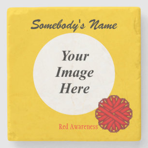 Red Flower Ribbon by Kenneth Yoncich Stone Coaster