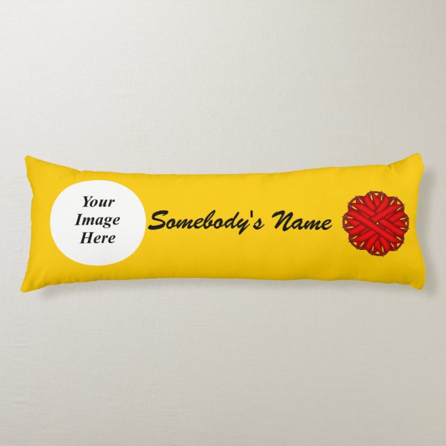 Red Flower Ribbon Template by Kenneth Yoncich Body Cushion (Front)