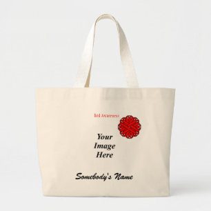 Red Flower Ribbon Template by Kenneth Yoncich Large Tote Bag