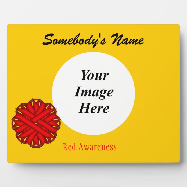 Red Flower Ribbon Template by Kenneth Yoncich Plaque (Front)