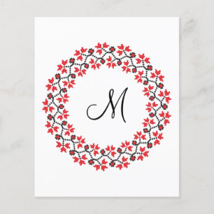 Red flower ring Personalised Monogram Initial Flyer