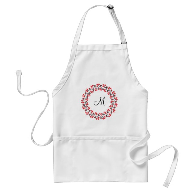 Red flower ring Personalised Monogram Initial Standard Apron (Front)