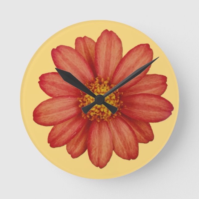 red flower round clock (Front)