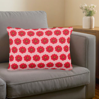 Red Flower Seamless Pattern Accent Pillow