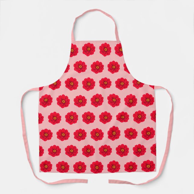 Red Flower Seamless Pattern Apron (Front)