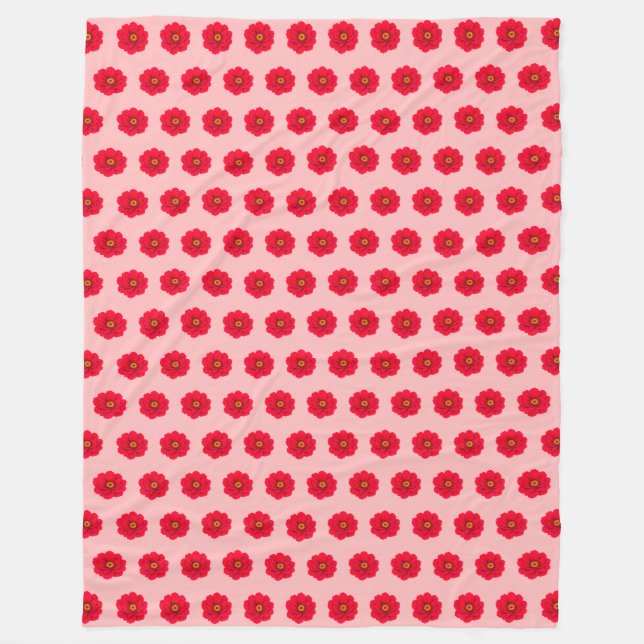 Red Flower Seamless Pattern Fleece Blanket (Front)