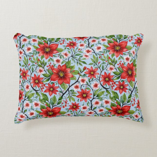 Red Flower Sky Garden Decorative Cushion (Front)