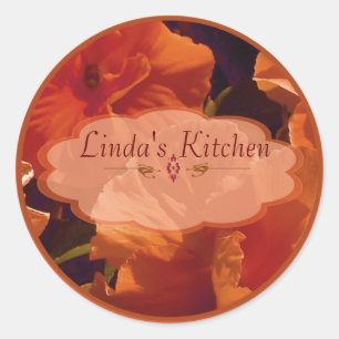 red flower spice jar labels