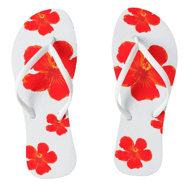Red Flower Summer Flip-Flops Flip Flops (Footbed)
