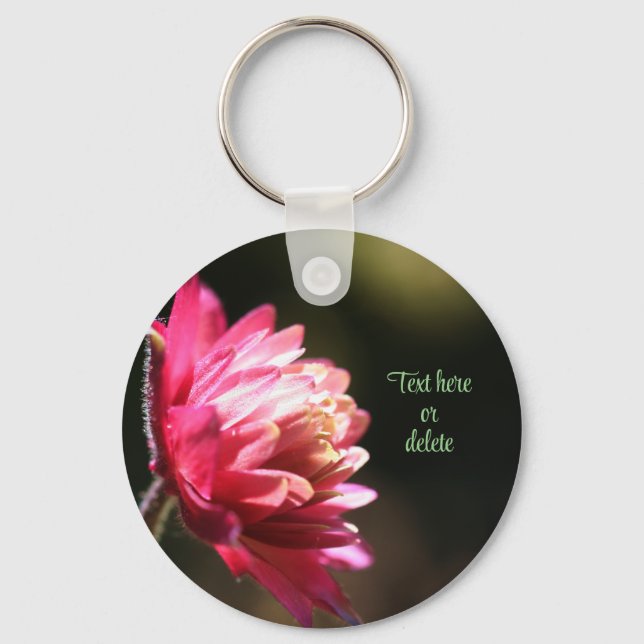 Red Flower Sunlight Floral Personalised Key Ring (Front)