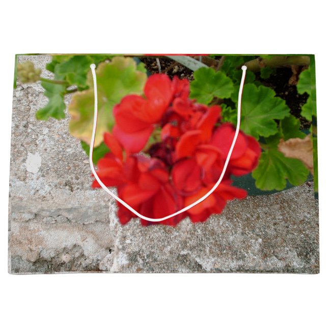 red flower tissue paper large gift bag (Front)