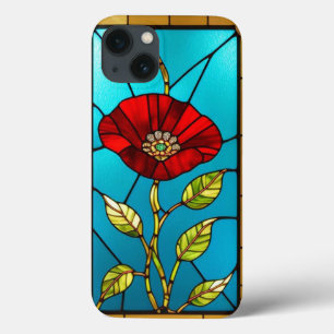 Red Flower Vivid Stained Glass Art iPhone 13 Case