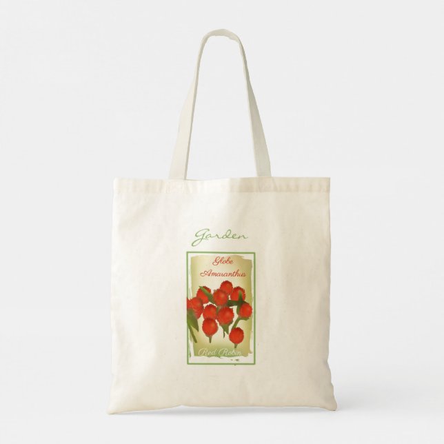 Red Flower Watercolor Seed Packet Tote Bag (Back)