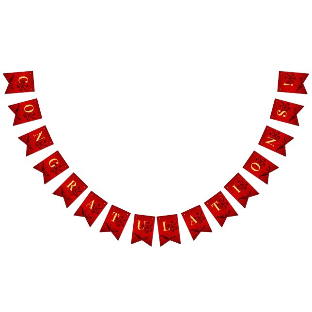 Red Flower Wedding Bunting Flag (All)