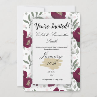 Red Flower Wedding Invitation