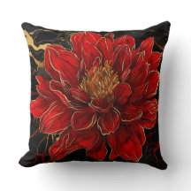 Red Flower with Gold and Black