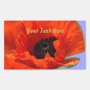 Red Flower With Purple Rectangular Sticker