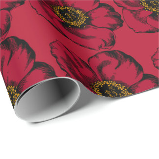 Red Flower Wrapping Paper