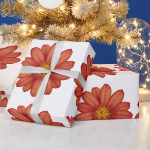 red flower wrapping paper