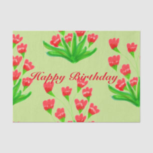 Red Flowered Designer Tissue Paper