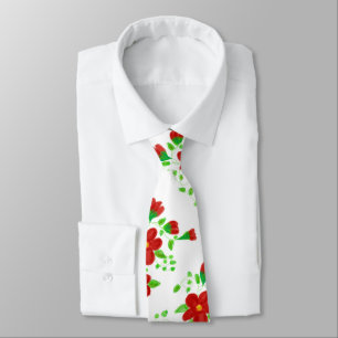Red Flowered Fashionable Tie