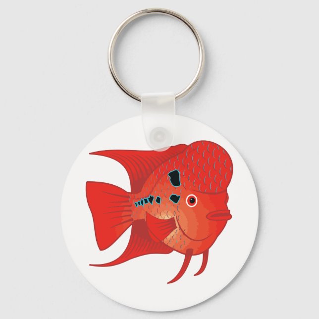 Red Flowerhorn Fish Key Ring (Front)