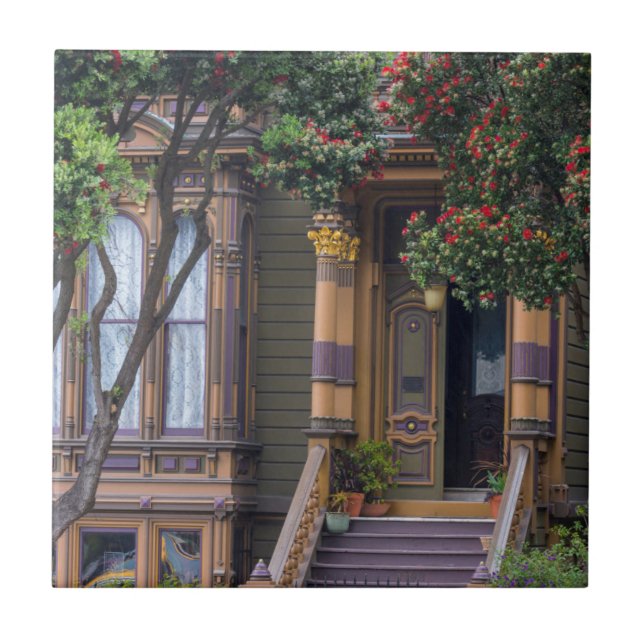 Red Flowering Gum Tree Frames Victorian Style Tile (Front)